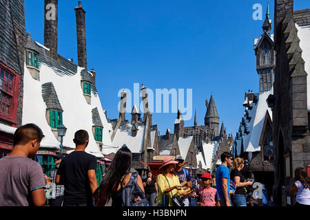 The Wizarding World of Harry Potter at Universal Studios Hollywood.Explore the mysteries of Hogwarts castle Stock Photo