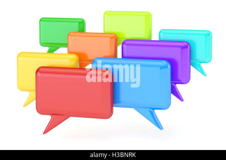 Color speech bubbles, 3D rendering isolated on white background Stock Photo