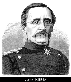 August Karl von Goeben (1816 – 1880), a Prussian infantry general, won the Iron Cross for his service in the Franco-Prussian War of 1870-1871.  It was his leadership that contributed mainly to the victory at the Spicheren on 6 August, and von Goeben won the only laurels gained on the Prussian right wing at Gravelotte on 18 August. Stock Photo