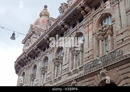 Genoa, Italy. Detail of Stock Exchange building Stock Photo