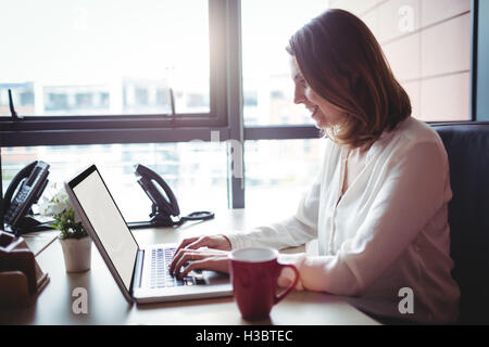 Woman working on laptop Stock Photo