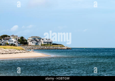 Houses overlooking the ocean shoreline Stock Photo