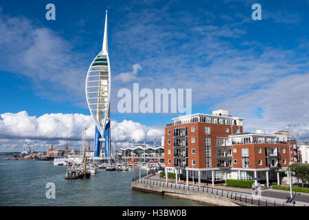 The Spinnaker Tower and Gunwharf Quays in Portsmouth, UK Stock Photo