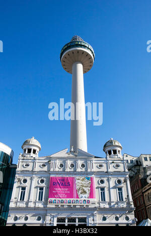 The Liverpool Playhouse & City Tower, a theatre in Williamson Square in the city of Liverpool, Merseyside, England. Stock Photo