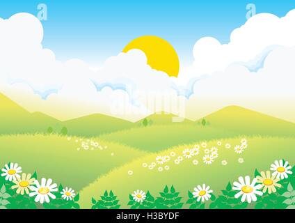 field with camomiles Stock Vector