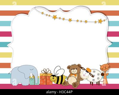 Pretty frame on color lines , template for baby shower or birthday card, vector format Stock Vector
