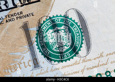 macro photo of the new 100 dollar bill, a new anti-counterfeiting Stock Photo