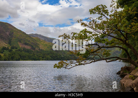 Buttermere, looking east towards Honister Pass, Lake District, Cumbria, England Stock Photo