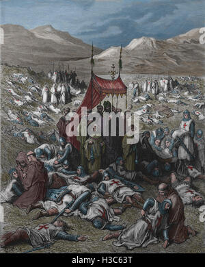 First Crusade. Burying the Dead After the Battle of Dorylaeum, Anatolia. Engraving by Dore, 19th century. Stock Photo