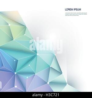 Vector Geometric, Polygonal ( Polygon ) Triangle pattern in molecule structure shape. Multicolored, blue, green background Stock Vector