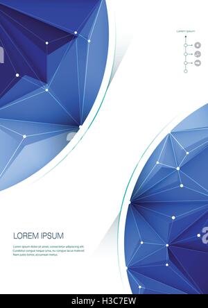 Vector abstract technology in Geometric, Polygonal, Triangle pattern shape with molecule structure on blue background Stock Vector
