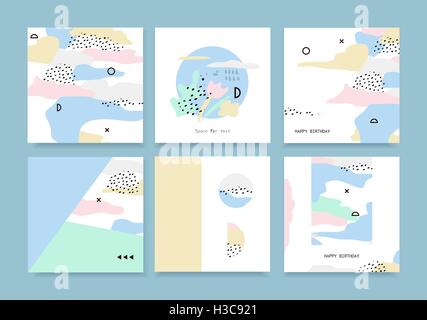Cards with Geometric Elements Memphis Stock Vector Image & Art - Alamy