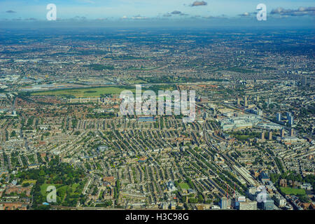 Aerial view of West Acton, East Acton, Emlyn Gardens, Bedford Park, White City, Shepherd's Bush of London, United Kingdom Stock Photo