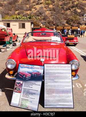 Laguna Beach, CA, USA - October 2, 2016: Red 1964 VW Karmann Ghia convertible owned by Jim Keefe and displayed at the Rotary Clu Stock Photo