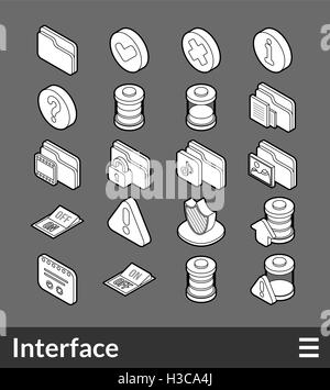 Isometric outline icons set Stock Vector
