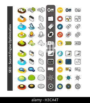 Set of icons in different style - isometric flat and otline, colored and black versions Stock Vector