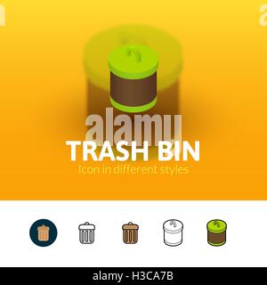 Trash bin icon in different style Stock Vector