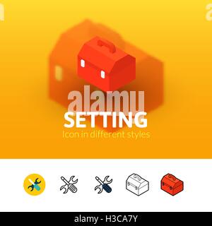 Setting icon in different style Stock Vector