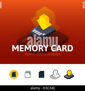 Memory card icon in different style Stock Vector