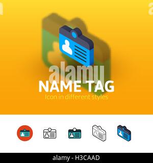 Name tag icon in different style Stock Vector