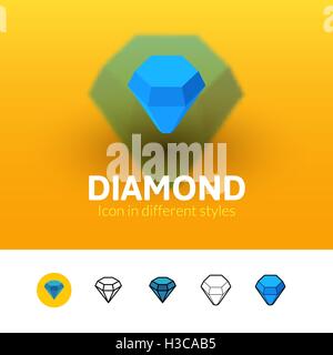 Diamond icon in different style Stock Vector