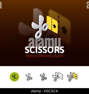 Scissors icon in different style Stock Vector