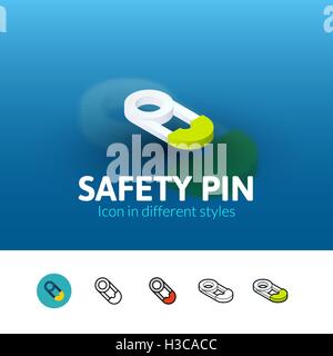 Safety pin icon in different style Stock Vector