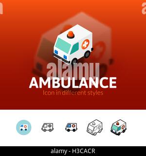 Ambulance icon in different style Stock Vector