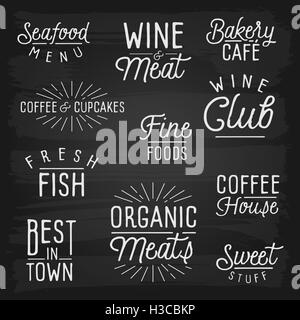 Hand drawn lettering slogans for cafe and restaurant. Stock Photo