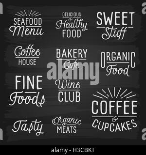 Hand drawn lettering slogans for cafe and restaurant. Stock Photo