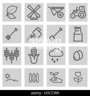 Farming industry vector line icons set. Agriculture, Crops, Livestock ...