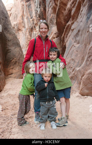 Mother and children hiking together, portrait Stock Photo