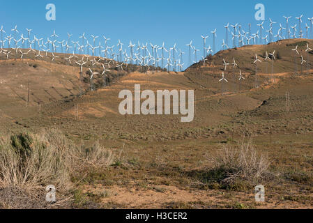 Wind farm in an arid region of California, USA Stock Photo