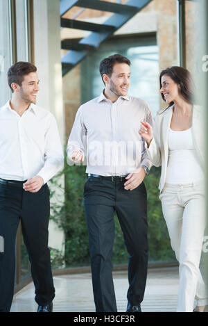 Businesswoman sharing idea with associates Stock Photo
