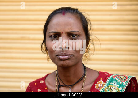 JUNAGADH, GUJARAT, INDIA - JANUARY 18: Portrait of the Indian woman in the Gujarat state in India, Junagadh