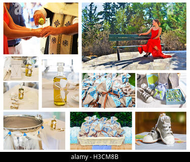 Orthodox christening collage - baptism photography collection Stock Photo