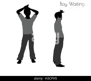 EPS 10 vector illustration of boy in Waiting pose on white background Stock Vector