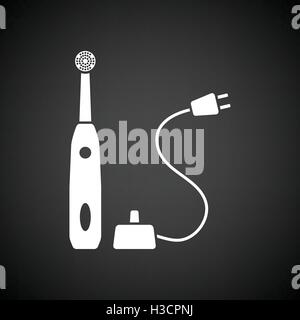 Electric toothbrush icon. Black background with white. Vector ...