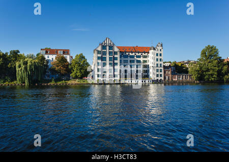 Old building on the banks of the River Spree in Berlin, view from the Ber Stock Photo