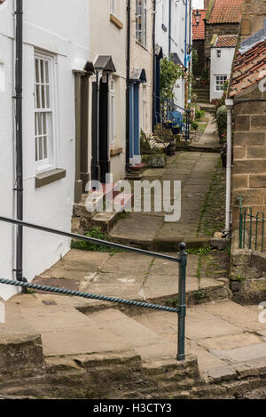 Narrow street in Robin Hood's Bay North Yorkshire Stock Photo