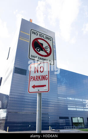 No Idling - shut engines off environmental street warning sign. Minneapolis Minnesota MN USA