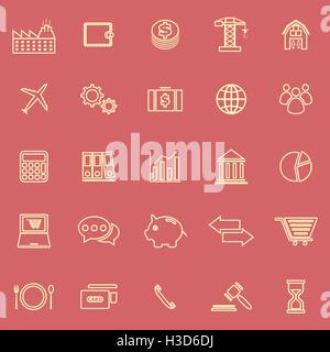 Economy line color icons on red background, stock vector Stock Vector