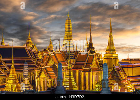 Wat Phra Kaew at twilight in Bangkok Thailand