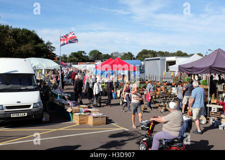 Sheringham, Norfolk, UK. September 24, 2016. The busy Saturday open market on the car park at Sheringham in Norfolk. Stock Photo