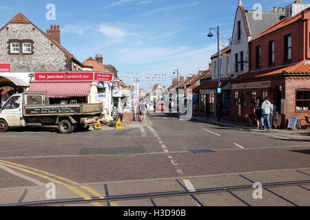 Sheringham, Norfolk, UK. September 24, 2016.  The high street leading down to the seafront at Sheringham In Norfolk. Stock Photo