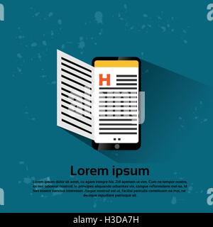Cell Smart Phone Library Application For Reading Books Stock Vector