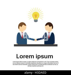 Business Man Shake Hand Concept Light Bulb New Idea Stock Vector