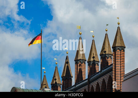 View to the town hall in Rostock, Germany Stock Photo