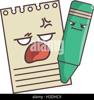 notepad and color pencil kawaii cartoon Stock Vector