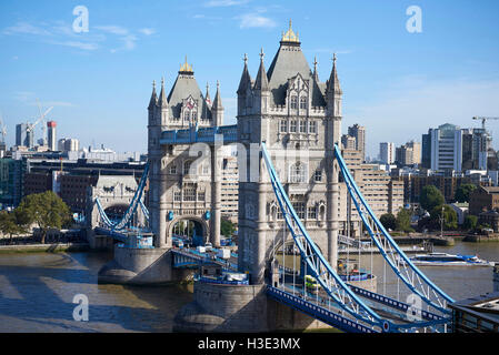 An elevated view of Tower Bridge London Stock Photo